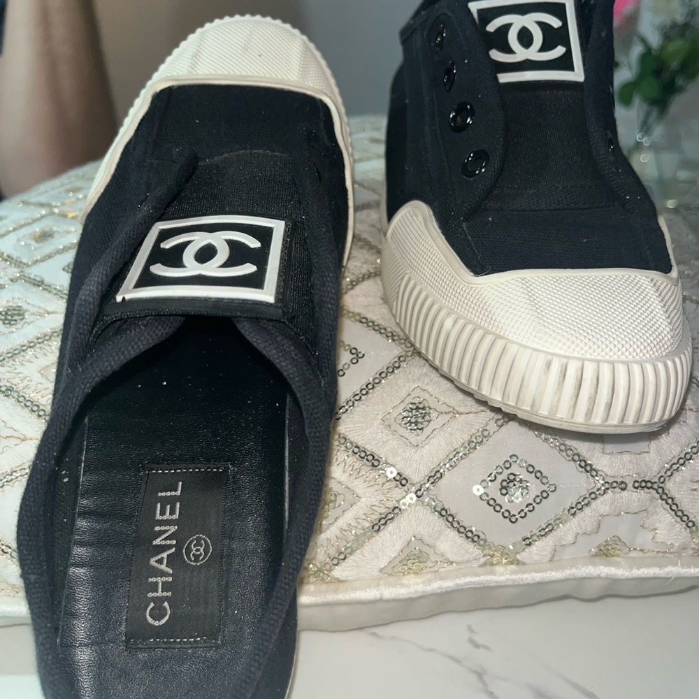 Chanel Black Canvas Sneakers - Picture 4 of 6